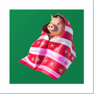 Pigs In Blankets A Fun Pig Wrapped In A Throw Posters and Art